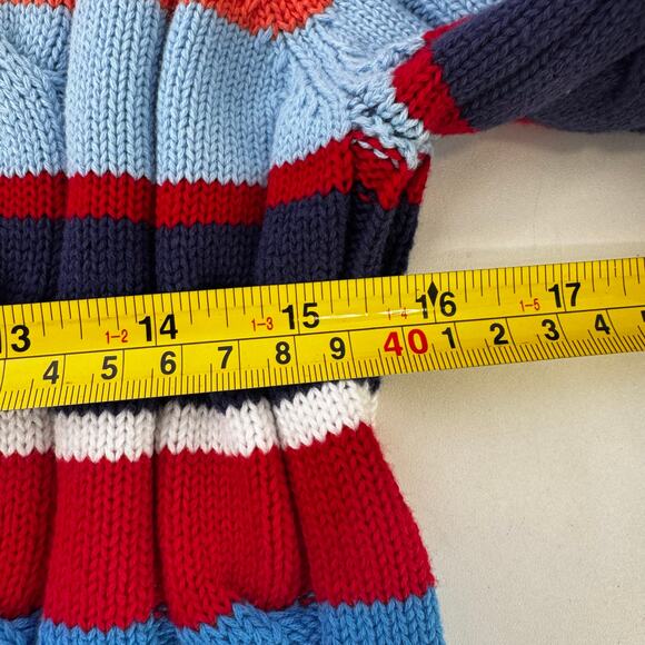 Appleseed's Cable Knit Sweater Striped Primary Rainbow Cotton Size Medium NWOT - Picture 5 of 7